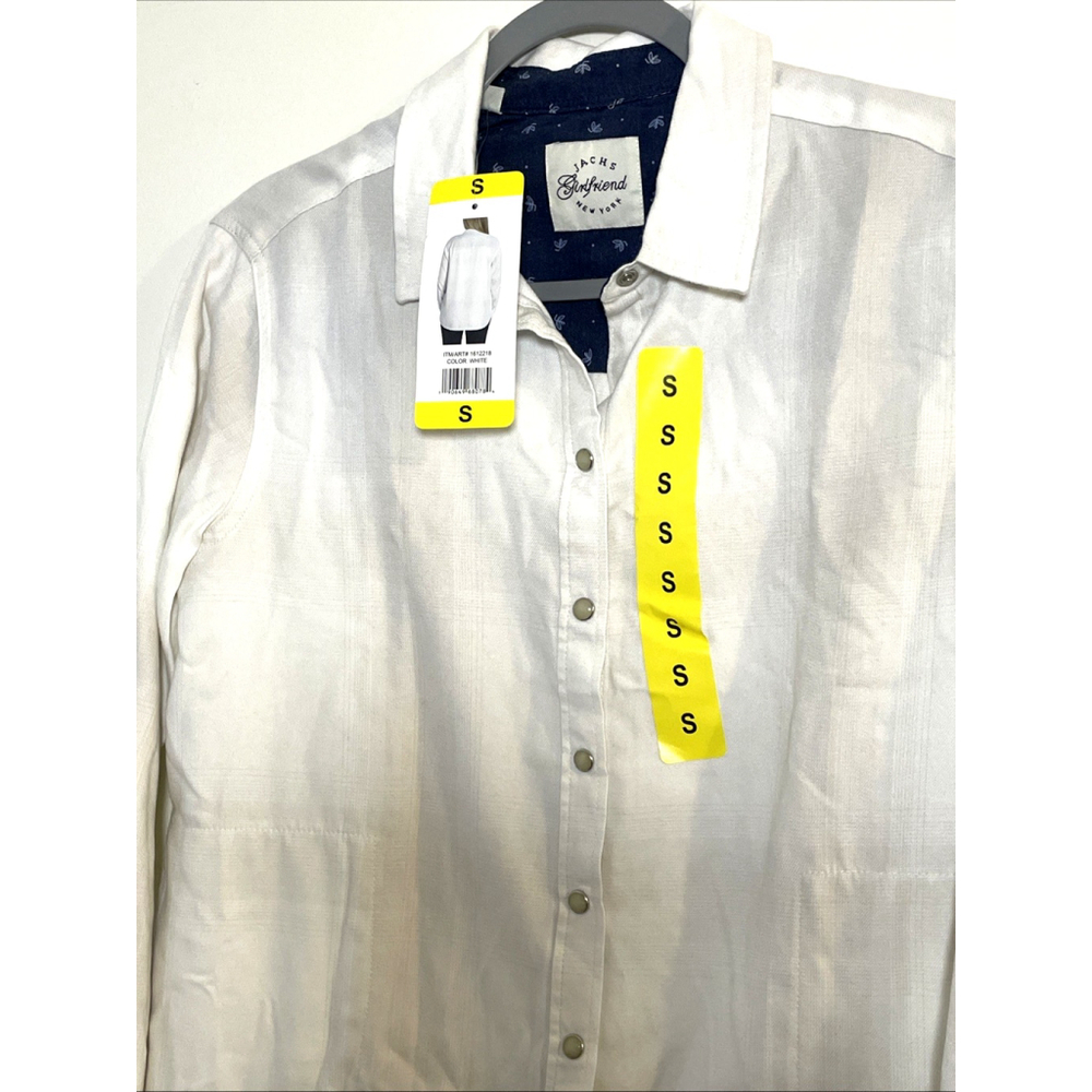 Women's Jachs Girlfriend Super Soft Feel Flannel Botton up Shirt White S New - Picture 7 of 7